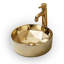 Lavabo de salle de bain vasque circulaire en céramique 15,75 po Golden