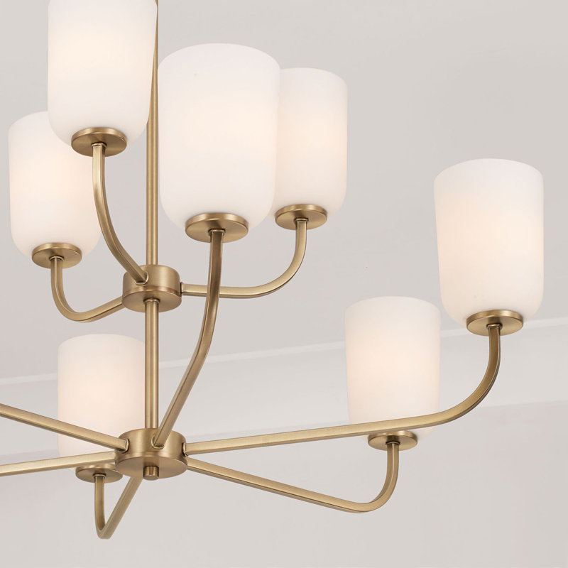 Lustre à niveaux simple 9 lumières Krush, Laiton vieilli