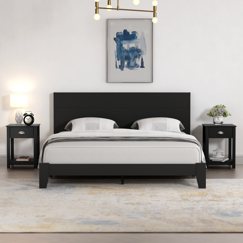 1 Drawer Nightstand, Black