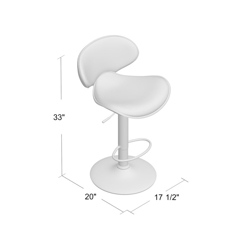 Jadora Swivel Upholstered Adjustable Height Counter Stool, White