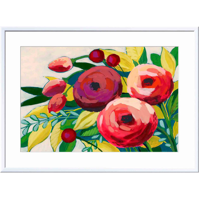 «VIVace Bloom II» par Grace Popp - peinture encadrée, H 24 po x l 36 po, Blanc