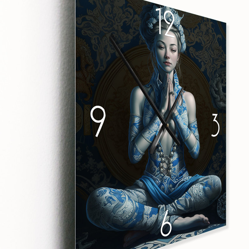 Horloge murale moderne bleu Yogini, Grand