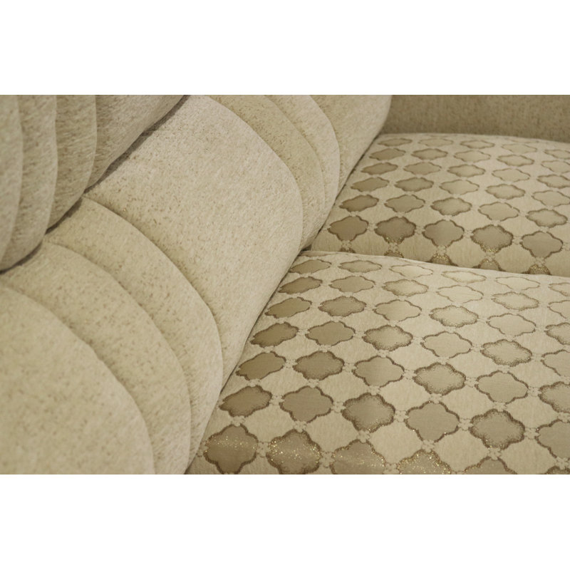Ensemble de salon en tissu en relief beige et doré 3 pièces Vidette