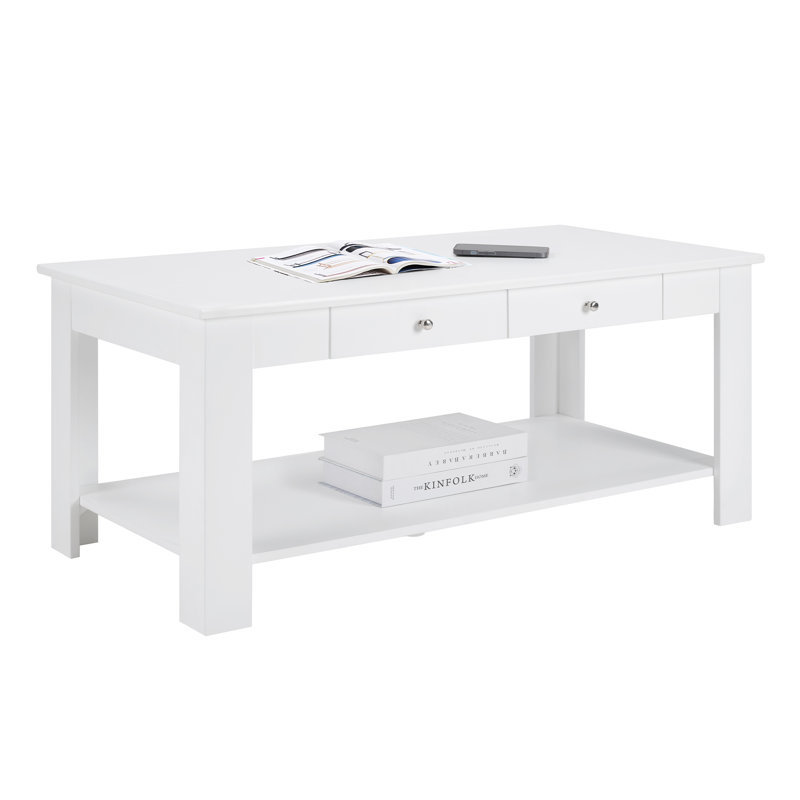 Table basse avec rangement Slayter, Blanc