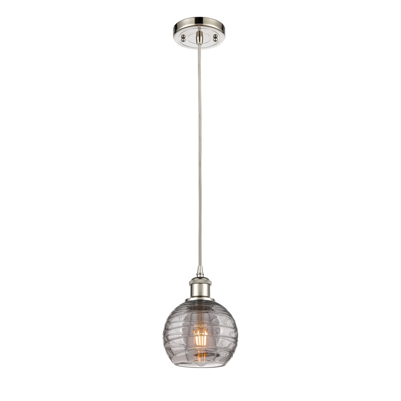 Luminaire suspendu à 1 lumière Carner, H 17,75 po x l 5,88 po x P 5,88 po, Nickel poli
