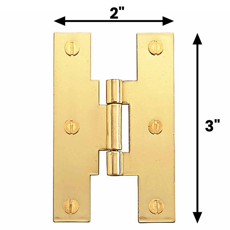 Solid Brass 3" H Cabinet Hinges with Hardware