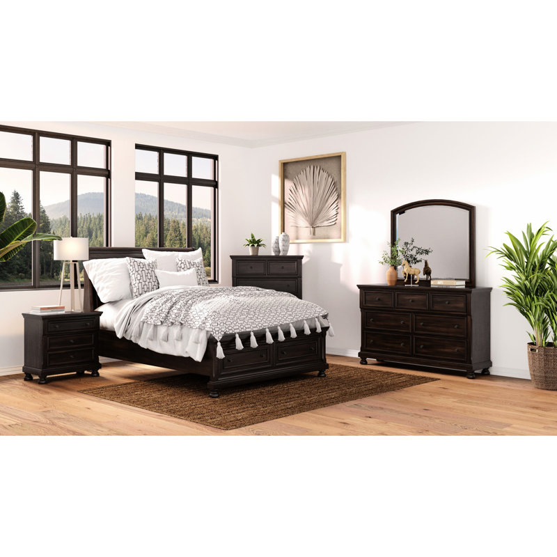 Table de chevet en cerisier foncé avec deux tiroirs - idéale pour la chambre à coucher