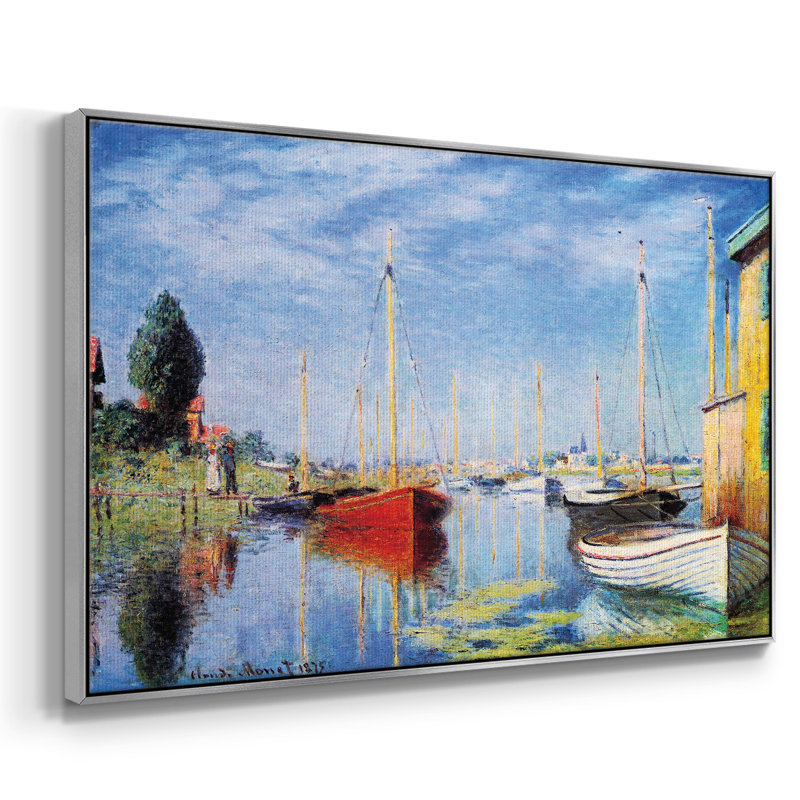" Pleasure Boats At Argenteuil By Monet " by Claude Monet, Silver, 37" H x 25" W x 2" D