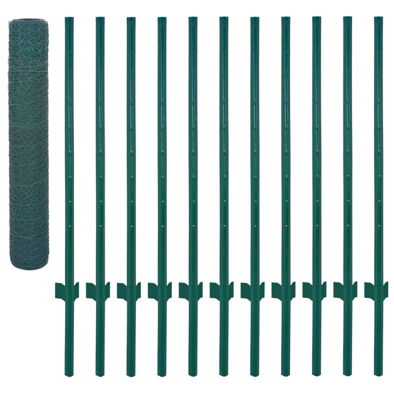 Abdirahman 2.5cm H x 984.25cm W Green Metal Fence Panels, 145cm H x 2500cm W x 1cm D