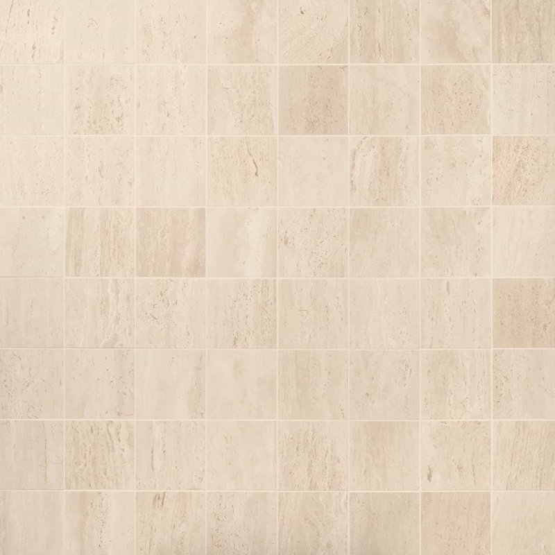 Travertine 6x6 Vein Cut Filled Honed Tile, Ivory Honed