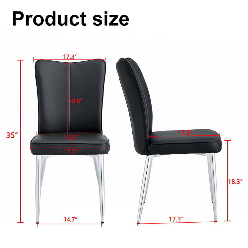 Chaises de salle à manger, chaises de bureau, Argent argent, 2, Noir