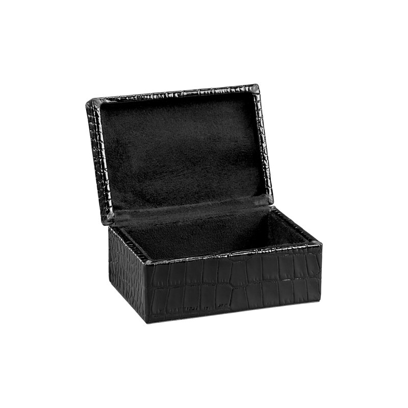 Graphic Image Small Box, Leather, Black Croc