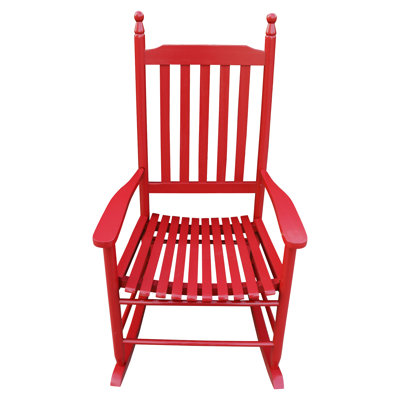 Chaise berçante en bois en rouge rose délicat - fabriquée en bois franc massif pour un balcon et des réglages robustes avec accoudoirs larges et confortables.