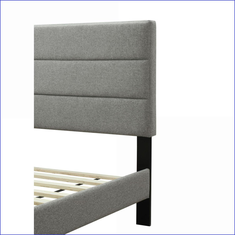 Lit double dans une boîte avec chargement USB - Tête de lit en polyester gris clair pour chambre à coucher, Double