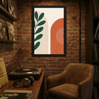 Abstract Abstract Leaves Curved Lines Dotted Circle Earth Tones