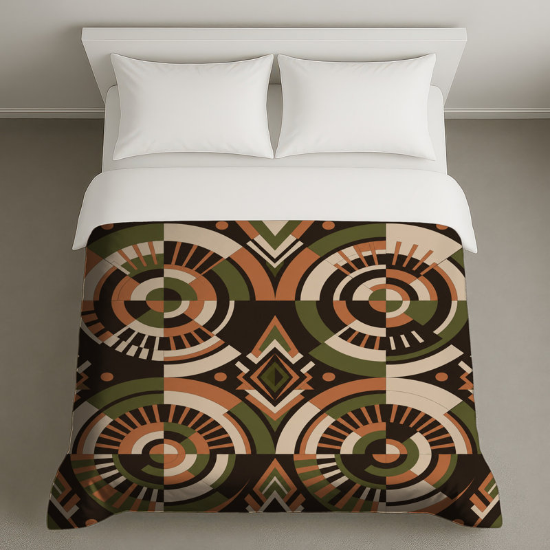 Housses de couette à motif géométrique circulaire, Queen