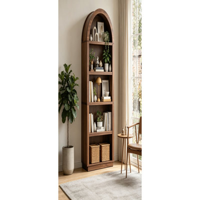Arched Bookshelf 75.6 Inch Tall Bookshelf, 5-Tier Arched Bookcase with 2 Adjustable Shelves