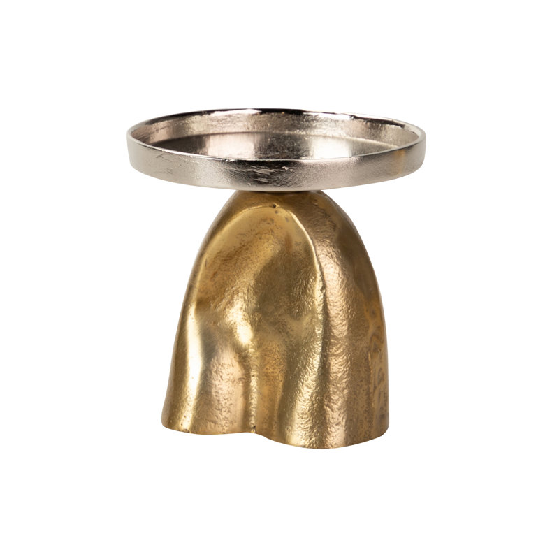 Aluminum Tabletop Candlestick, 14cm H x 14cm W x 14cm D