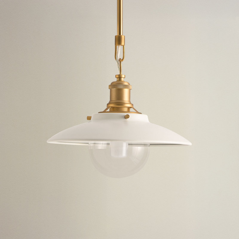 Luminaire suspendu moderne à 1 lumière Lanesra en métal, or verre et ivoire Dôme à intensité variable pour cuisine, salle à manger ou chambre à coucher de style moderne, minimaliste et transitionnel