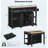 47 inch Kitchen Island with Extendable Dining Table, Rubber Wood Veneer Kitchen Table with Internal Storage Rack, Power Outlet, Kitchen island with Storage 2 Drawers 2 Cabinet, Black-129123379