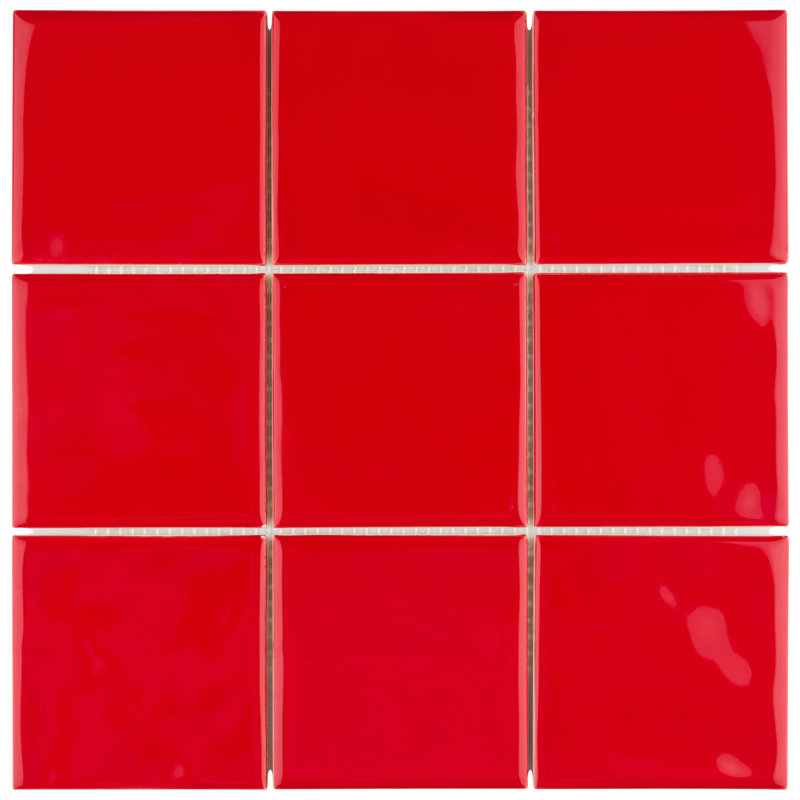 Carreau mural mosaïque en céramique Twist Square 11-3/4 po x 11-3/4 po, Cerisier rouge