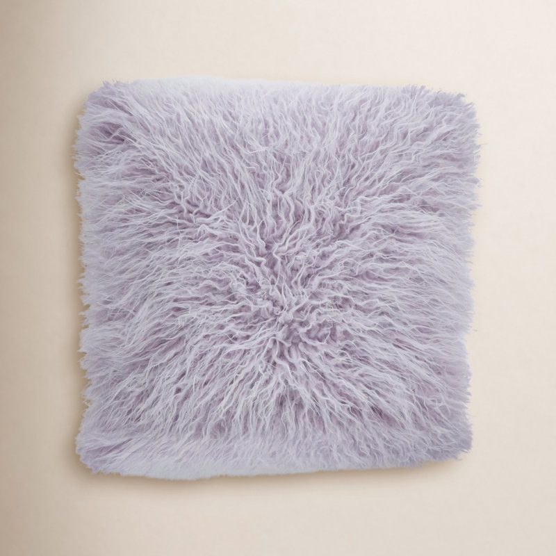Faux Mongolian Collection Throw Pillow, Lavender, 22"H x 22"W