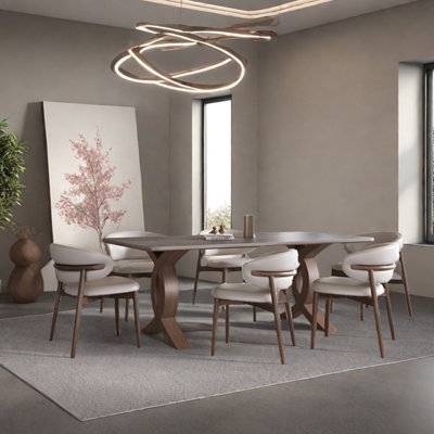 Minimalist ash wood dining table set