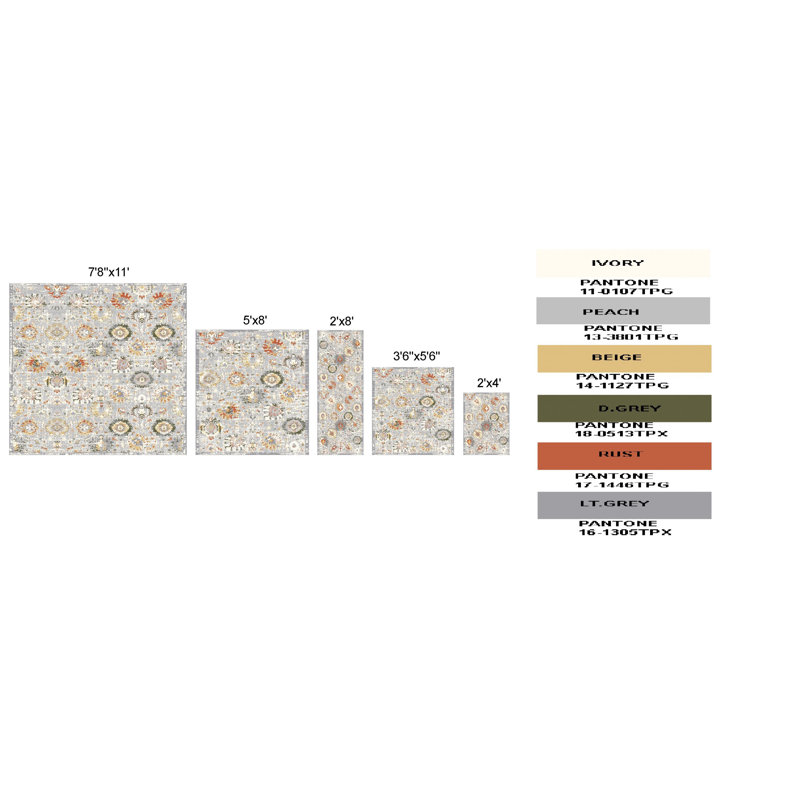 Tapis ivoire / brun clair Ikat, Rectangle 7 pi 8 po x 11 pi
