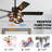 52" Black Ceiling Fan with Light Kit and Remote Control, 6-Speed DC Motor, DIY Shape Adjustable Ceiling Fan for Bedroom, Living Room