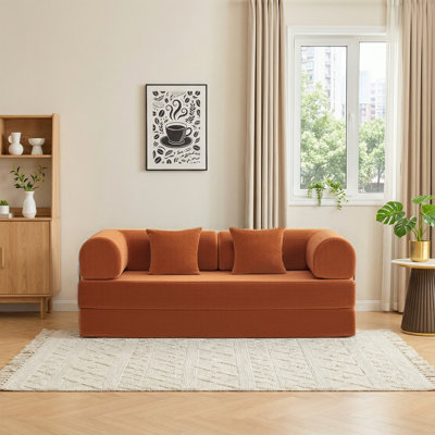 Corduroy Sofa, 79" Compressed Foam Sectional With Deep Seating & Lumbar Pillow? by George Oliver
