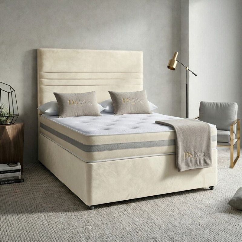 Harrington Divan Bed, Cream, King