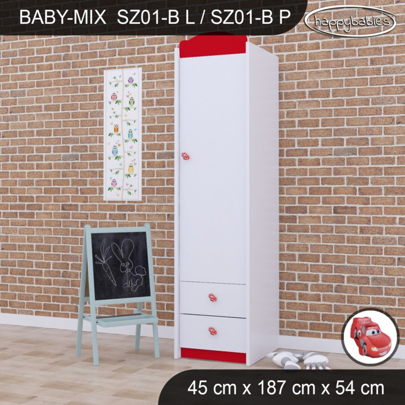 Baby Mix Car 1 Door Wardrobe, Red