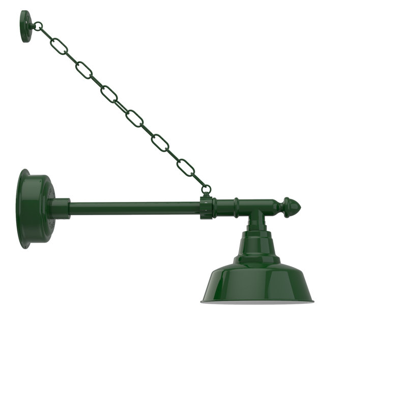 Luminaire de grange d’extérieur à del Vandervliet, H 9 po x l 10 po x p 26 po, Vert rétro