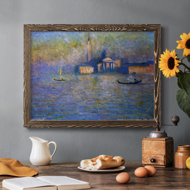 San Giorgio Maggior, Twilight, 1908, reproduction d'art sur toile, Noyer, H 14 po x l 20 po x P 1,5 po