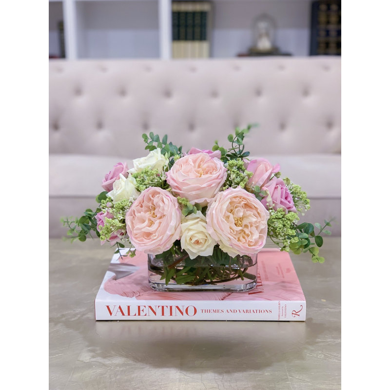 Real Touch Pink English Roses Arrangement