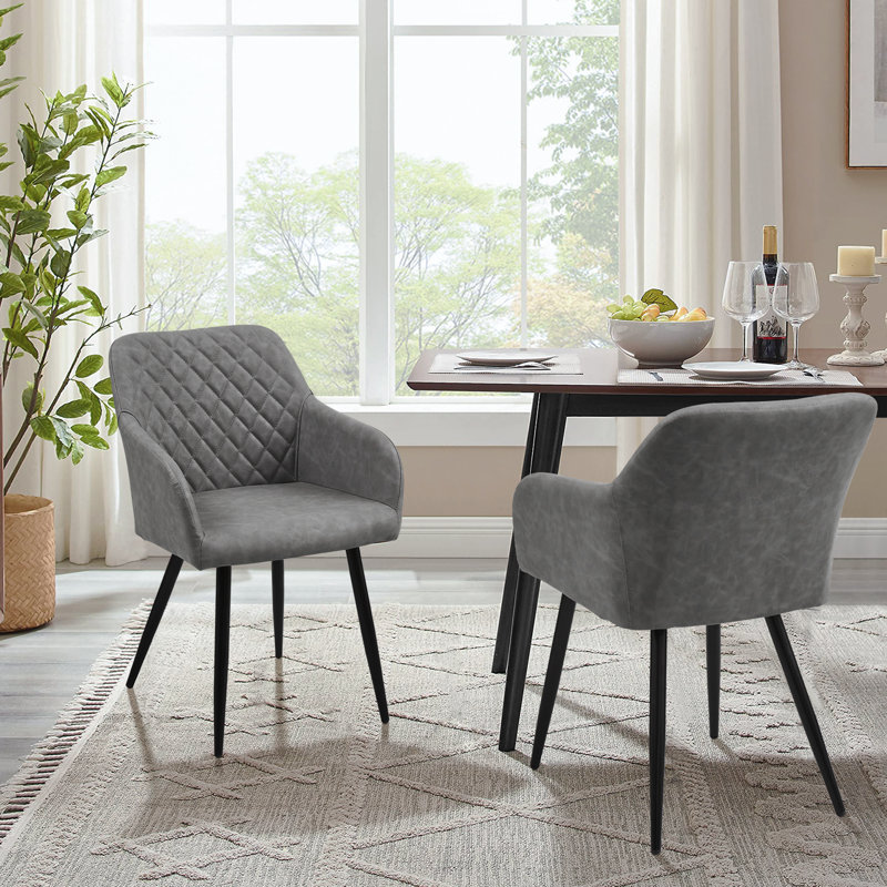 49cm H Upholstered Metal Armchair, Light Grey