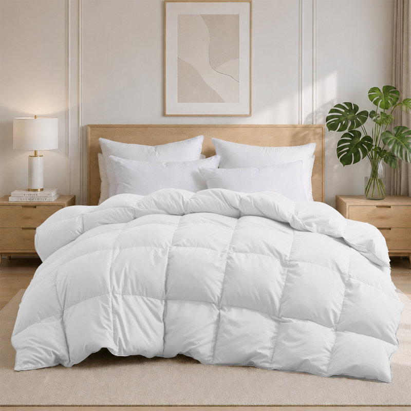 Housse de couette légère toutes saisons en plumes d'oie, White, Twin