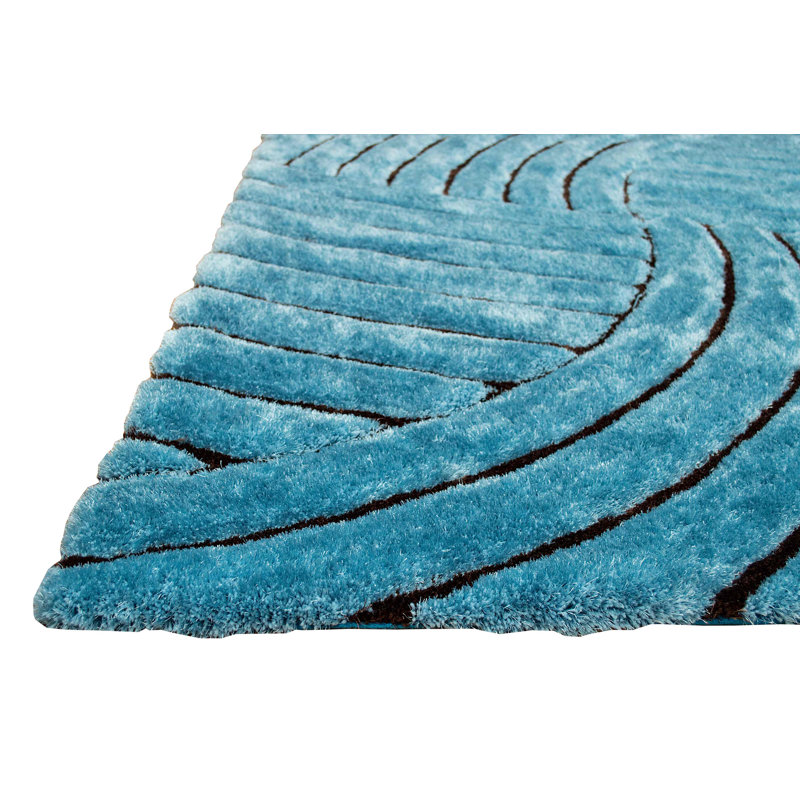 Tapis modernes Handister 3 - D-800 bleu 7,5 po x 10,4 po Handcraft Rugs, Rectangle 7 pi 5 po x 10 pi 4 po