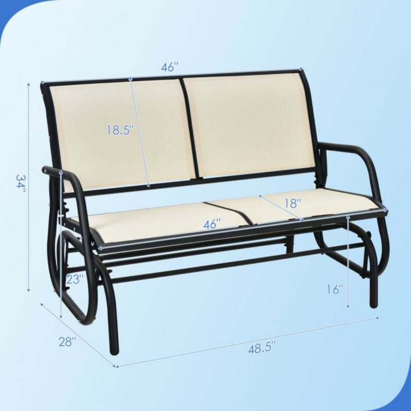 Annemaria Steel Outdoor Glider, Beige, Black