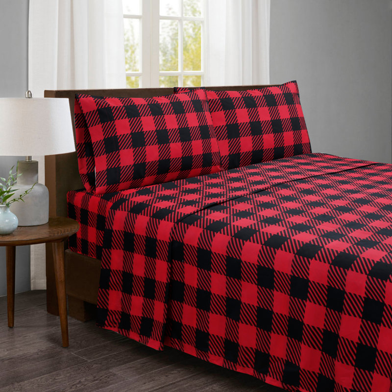 Red/Black 3-piece Sheet set  Twin, Twin Sheet Set with 1 Pillowcases
