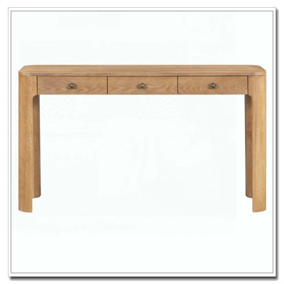 Console rustique avec coins arrondis pour la sécurité, table d'entrée avec 3 tiroirs dissimulés
