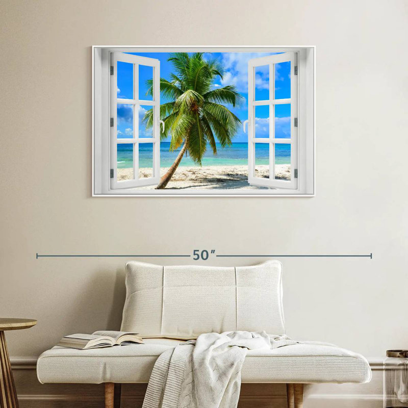 De la fenêtre à l'Axe des Fêtes, Cadre flottant blanc, 40 po x 27 po