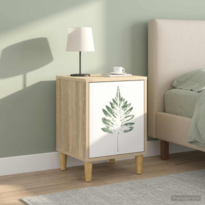 36cm W Engineered Wood Bedside Table