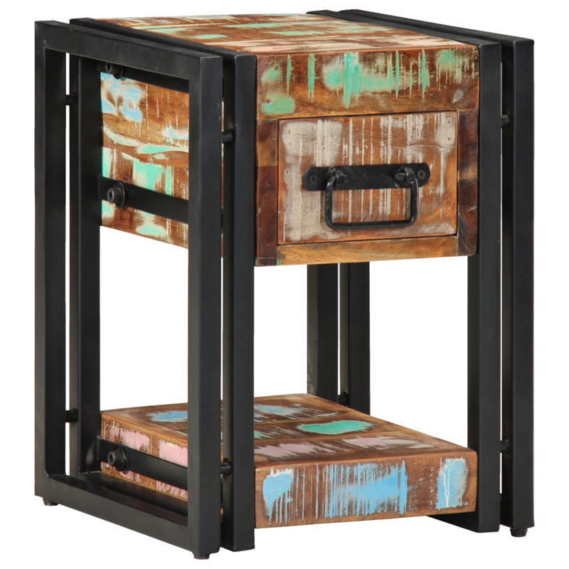 30cm W Solid Wood Bedside Table, 1