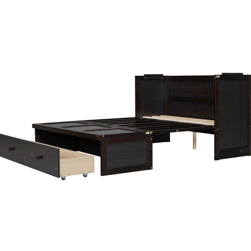 Un lit robuste avec une capacité de tiroir abondante, Lit double, Espresso