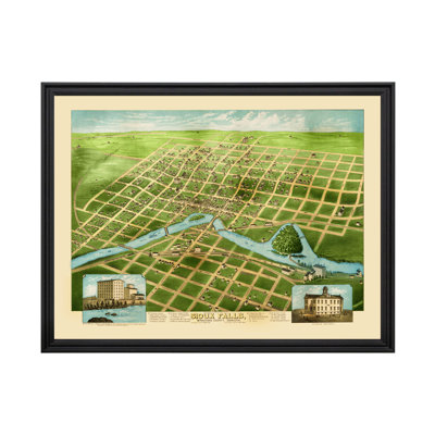 «Sioux Falls Art 1891 Vintage Map Wall Art», carte de Sioux Falls, histoire du Dakota du Sud, impression encadrée sur toile 