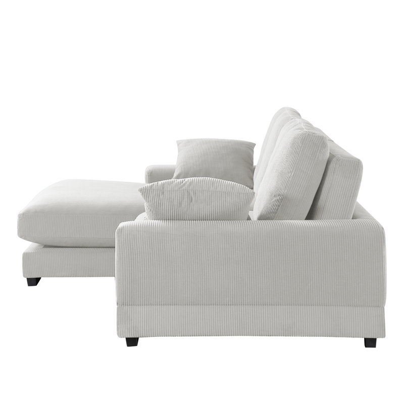 Daisy Cozy Corduroy L-Shaped Sectional Left or Right Reversible, Cream Corduroy