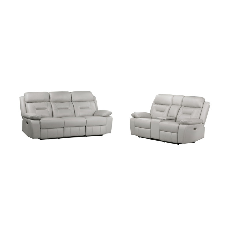 Ensemble 2 pièces: canapé inclinable électrique et causeuse, Silver 2-piece Set