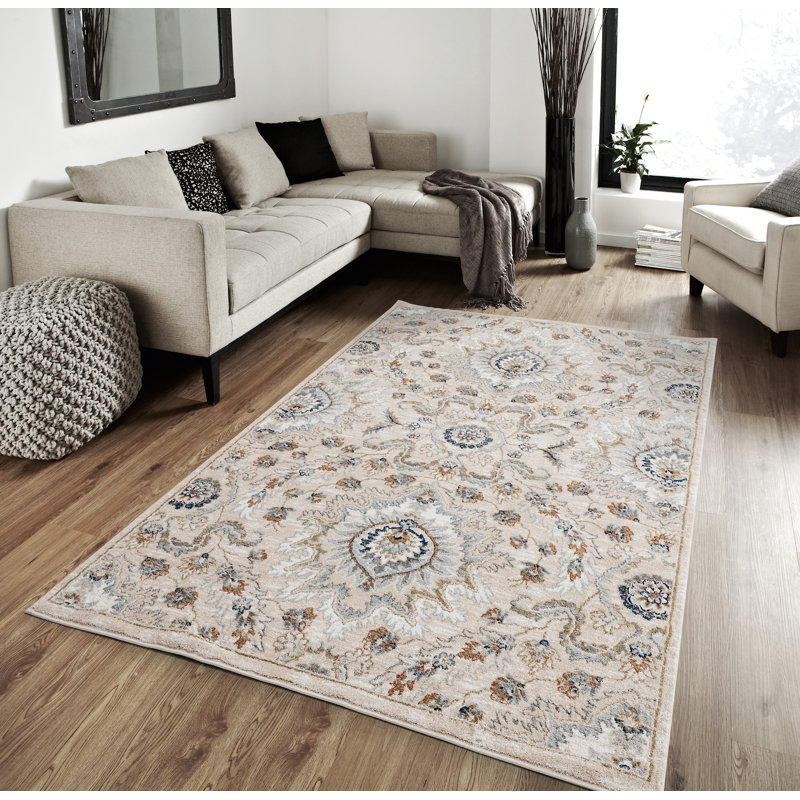 Tapis beige Blandine Century, Tapis de couloir 2 pi 7 po X 7 pi 2 po