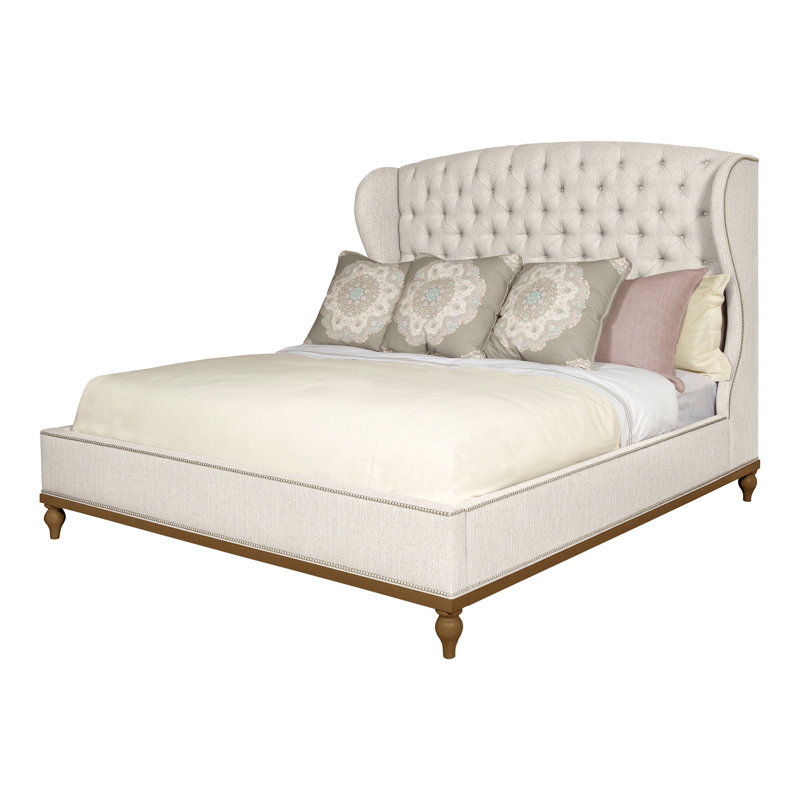 Emma Queen Upholstered Panel Bed, Navajo, Yes, Instant Parchment